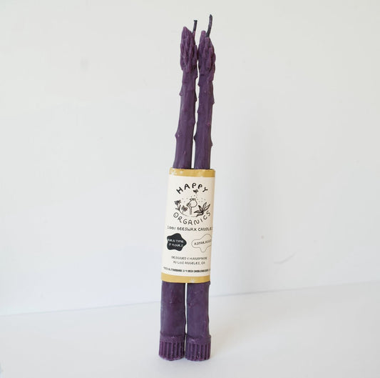 Purple Asparagus Taper Beeswax Candles - Happy Organics