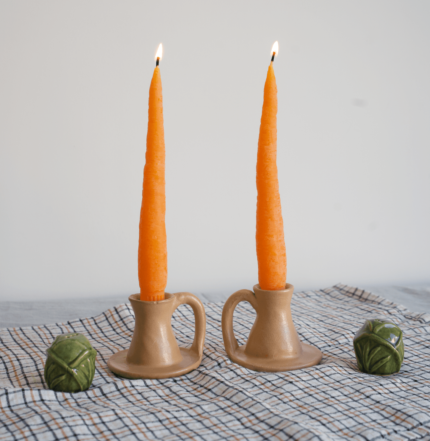 Studio Seconds - Carrot Taper Beeswax Candles Pair - Happy Organics