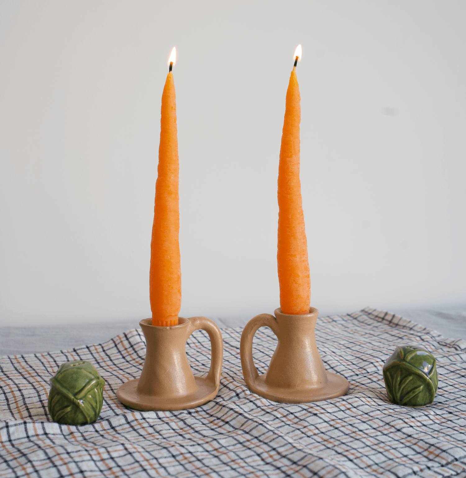 Studio Seconds - Carrot Taper Beeswax Candles Pair - Happy Organics