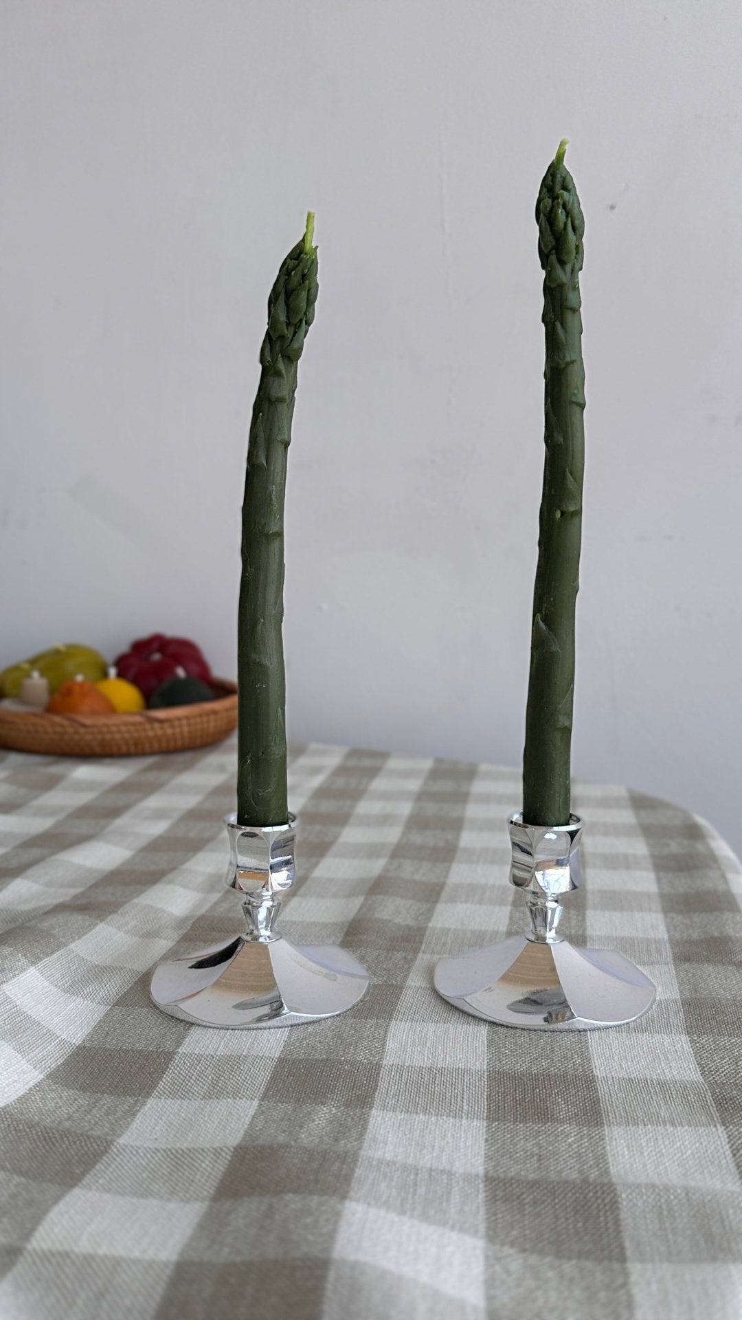 Asparagus Beeswax Candle Tapers (2) - Happy Organics