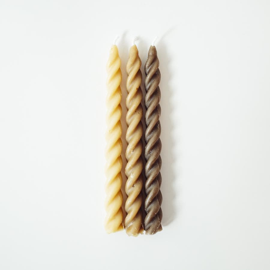 Spiral Taper Beeswax Candles – Happy Organics