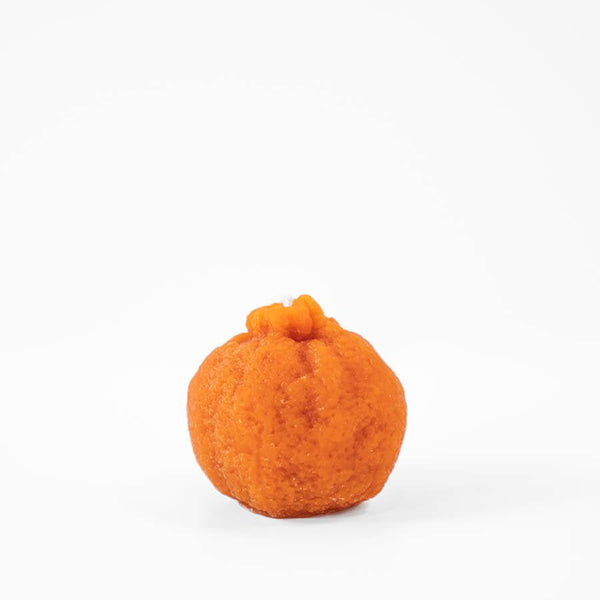 Mandarin Orange Beeswax Candle, hand-poured 100% pure beeswax candle cast from a real mandarin orange, by Happy Organics